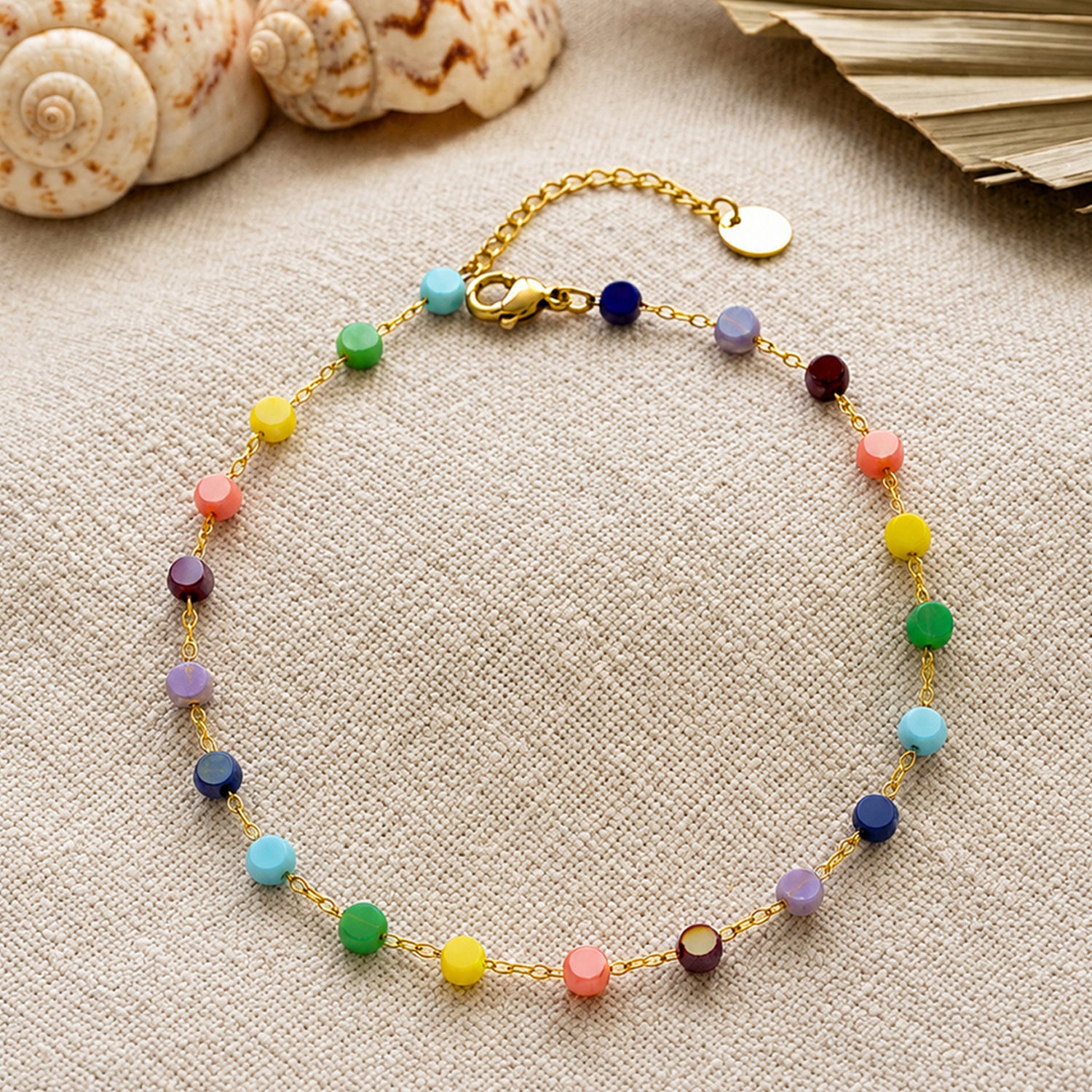 Artklim Colorful Candy Bead Chain Anti-Tarnish Anklet