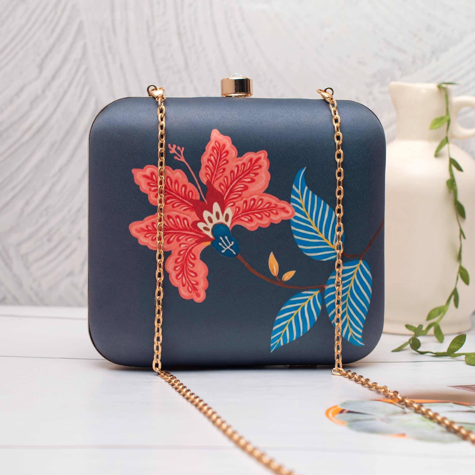 Artklim Navy Blue with Bold Portrait Clutch