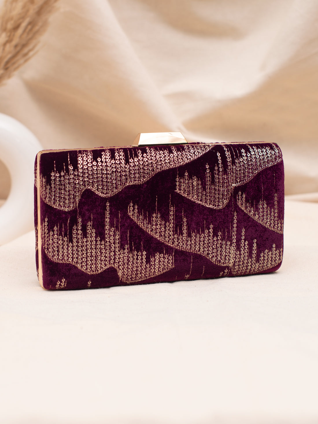 Artklim Midnight Plum Velvet Clutch