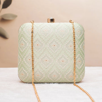 Artklim Pastel - Green Bloom Embroidery Clutch