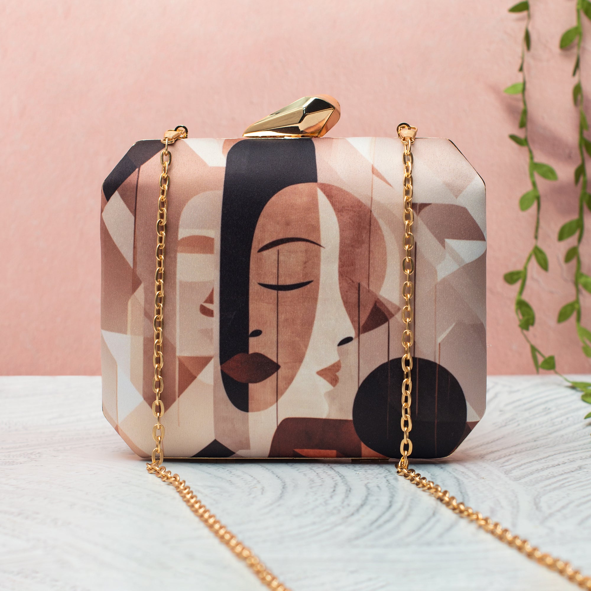 Artklim Abstract Face Art Printed Clutch