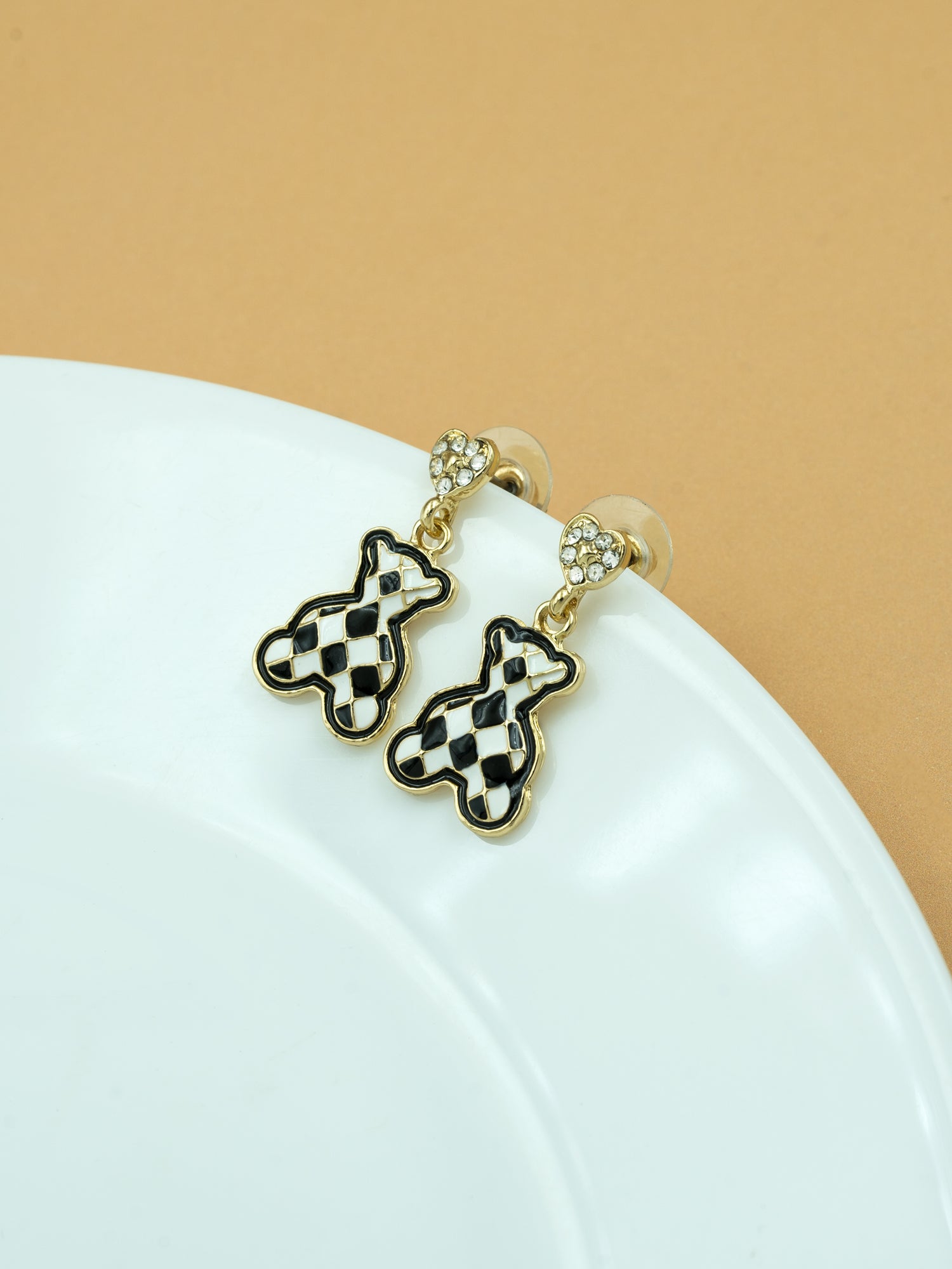 Artklim Checker Teddy Anti Tarnish Earrings