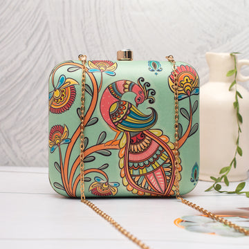 Artklim Colorful Indian Bird Motif Printed Clutch