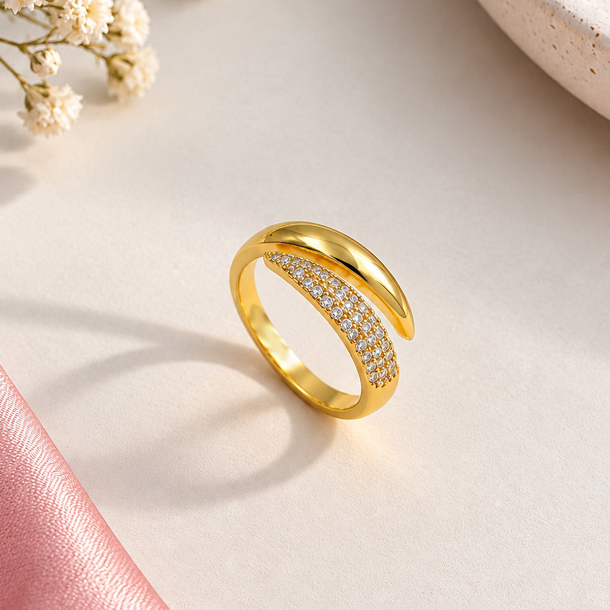 Artklim Modern Open Band Gold-Tone Anti-Tarnish Ring