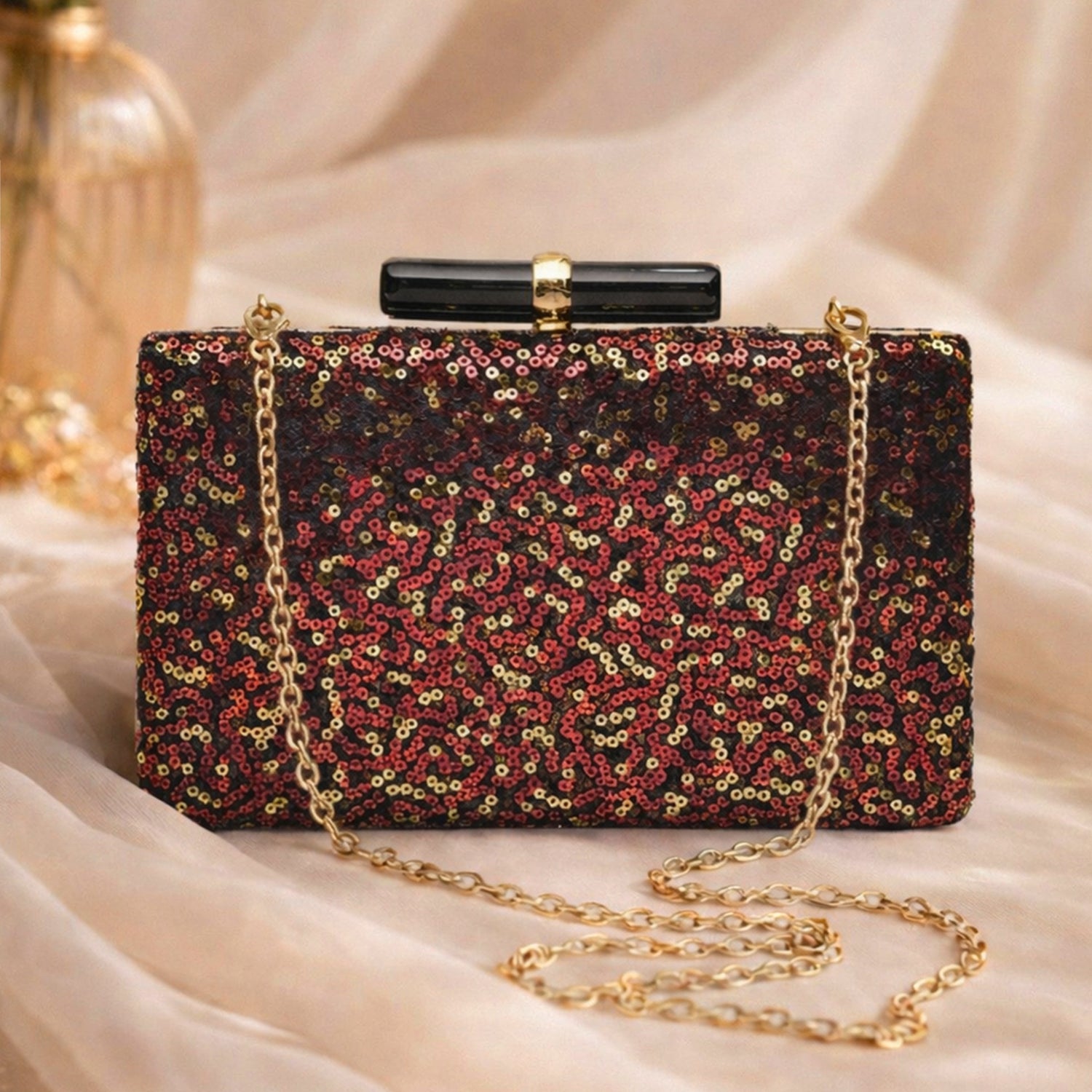 Artklim Red Designer Embroidred Clutch