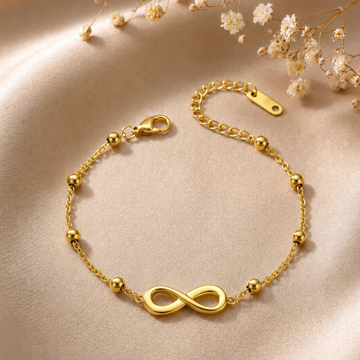 Artklim Infinity Grace Beaded Gold Anti-Tarnish Bracelet