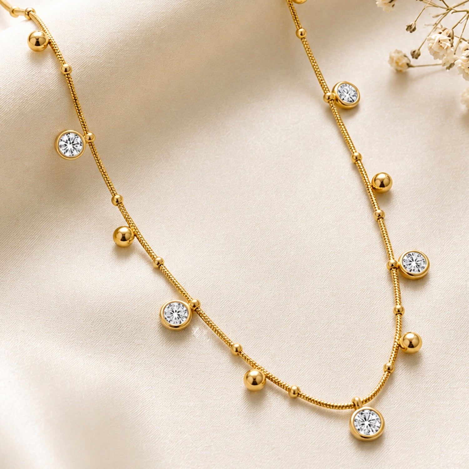 Artklim Luxury Gold Crystal Charm Necklace