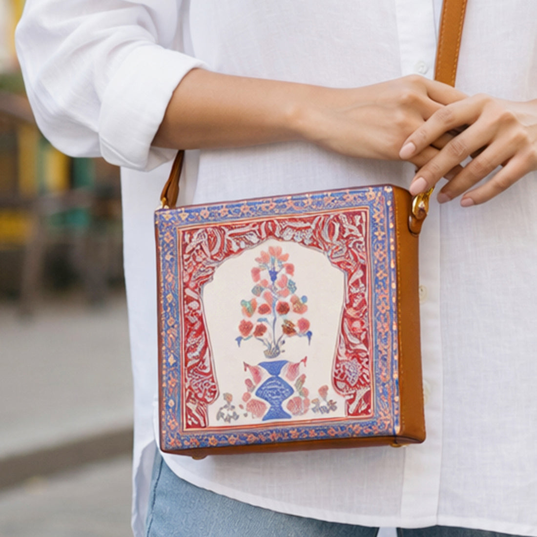 Blue Decorative Vase Suitcase Style