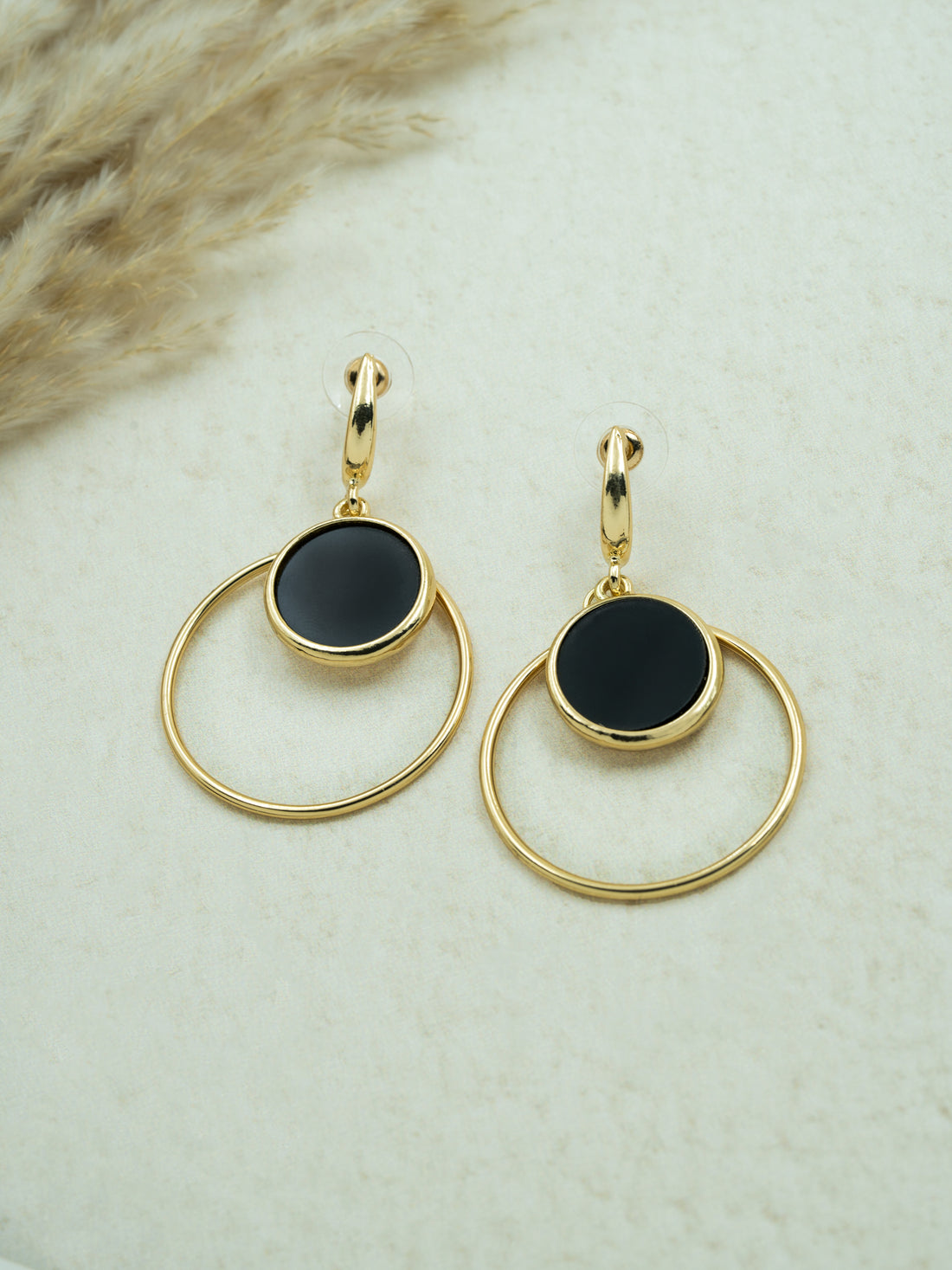 Artklim Black Circle Hoop Anti Tarnish Earrings