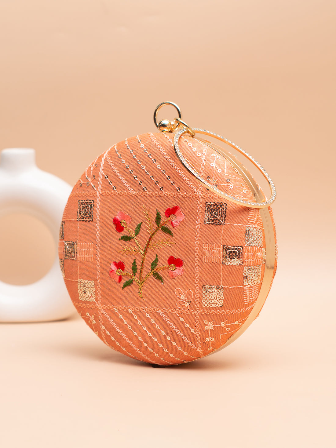 Artklim Peach with Patchwork & Floral Center
