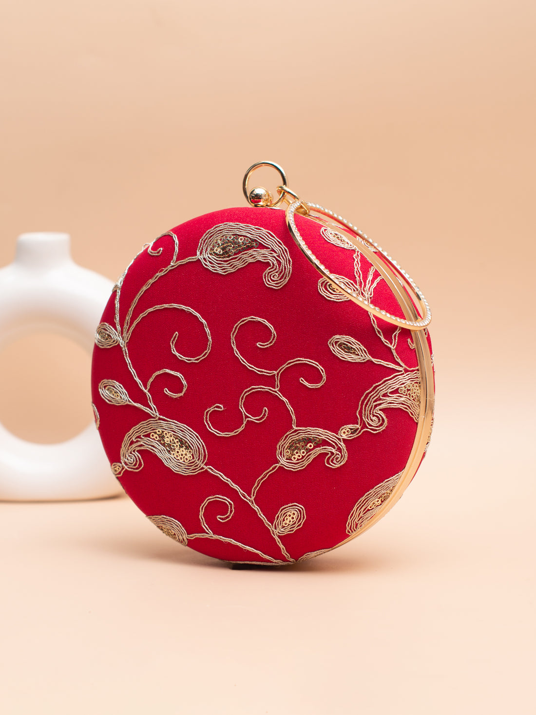 Artklim Red with Golden Paisley & Swirl Work