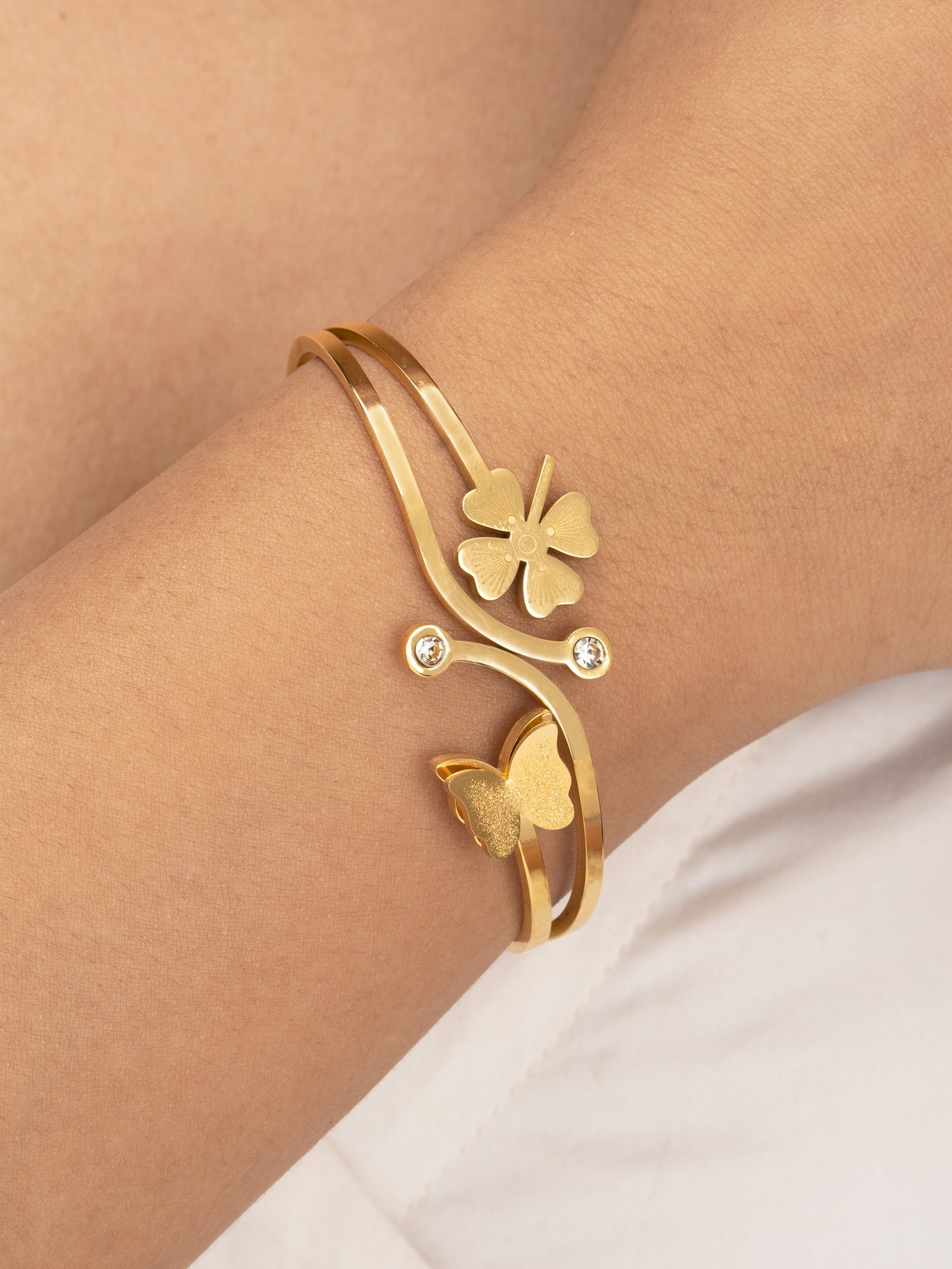 Artklim Four-Leaf Lucky Charm Gold-Plated Bracelet