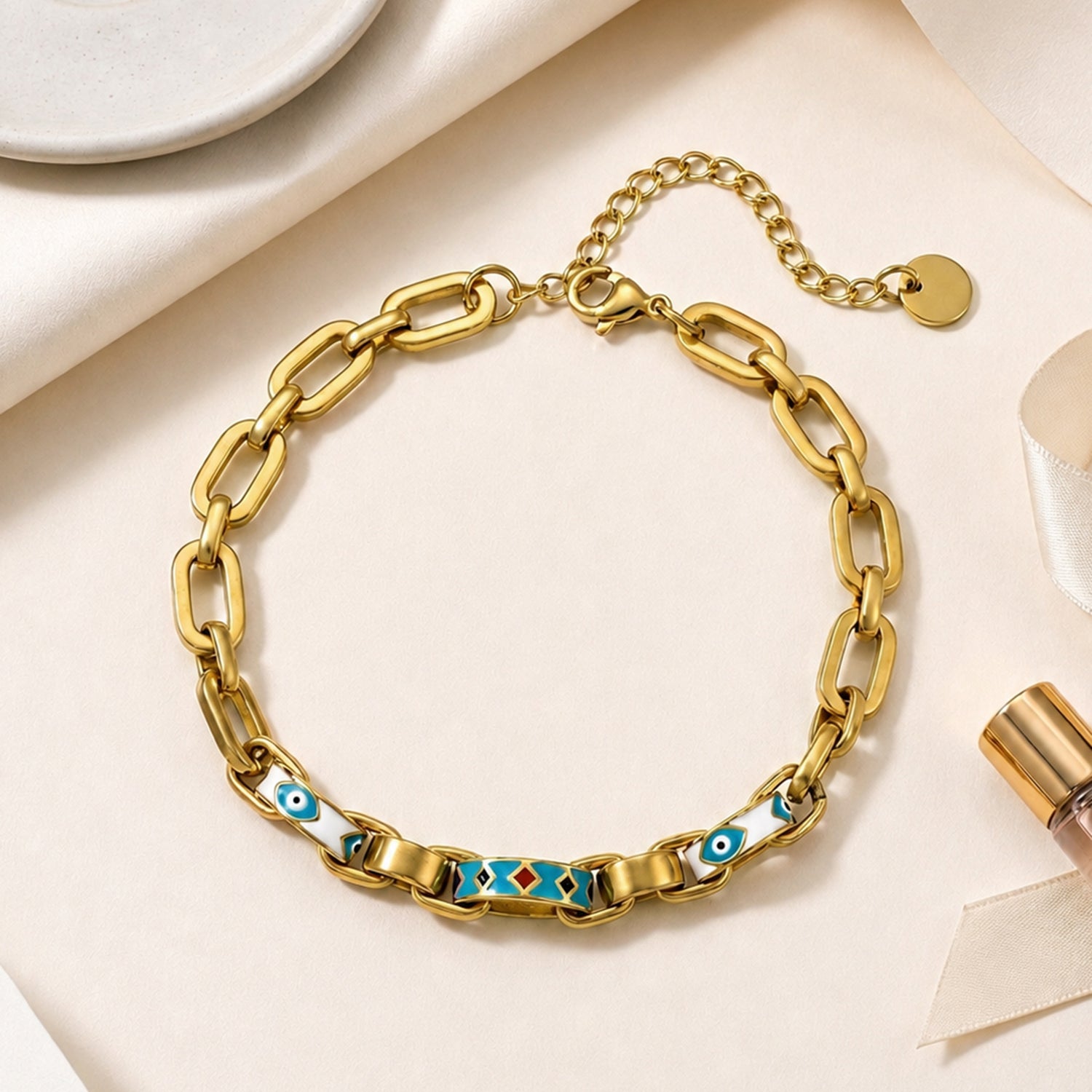 Artklim Evil Eye Gold Link Anti-tarnish Bracelet