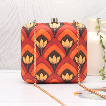 Artklim Orange–Brown Art Portrait  Clutch