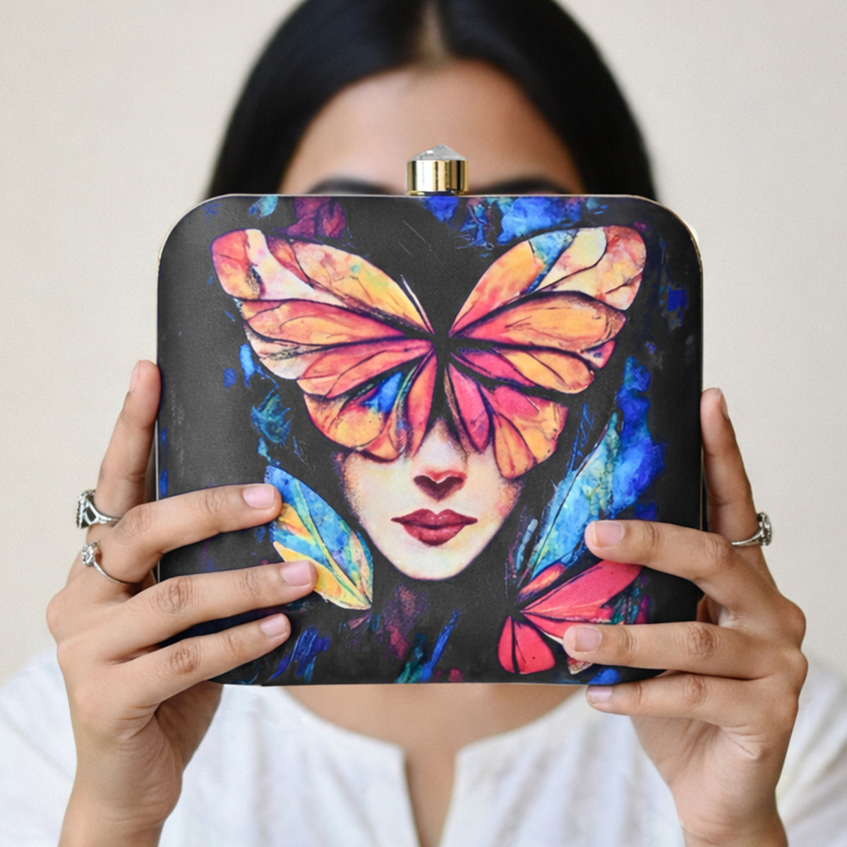 Artklim Printed Potrait Designer Clutch