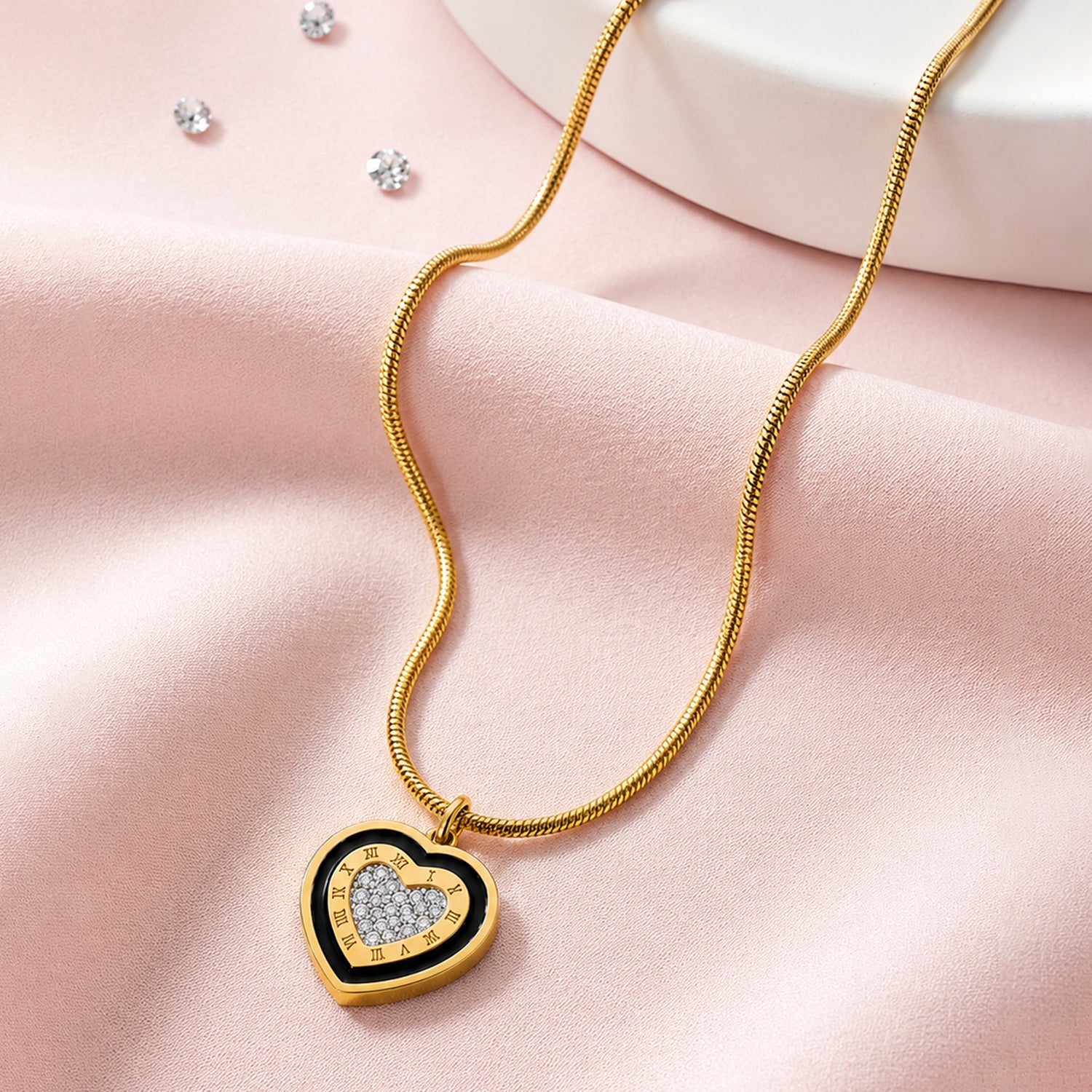 Artklim Heart Crystal Pendant Anti-tarnish Necklace