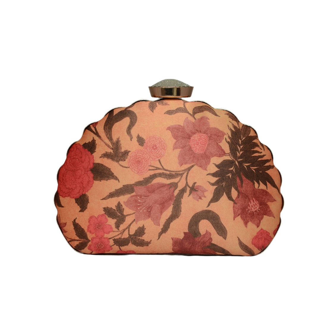 Artklim Yellow Floral Printed D-shape Clutch