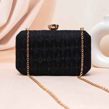 Artklim Classic Midnight Black Embroidery Clutch