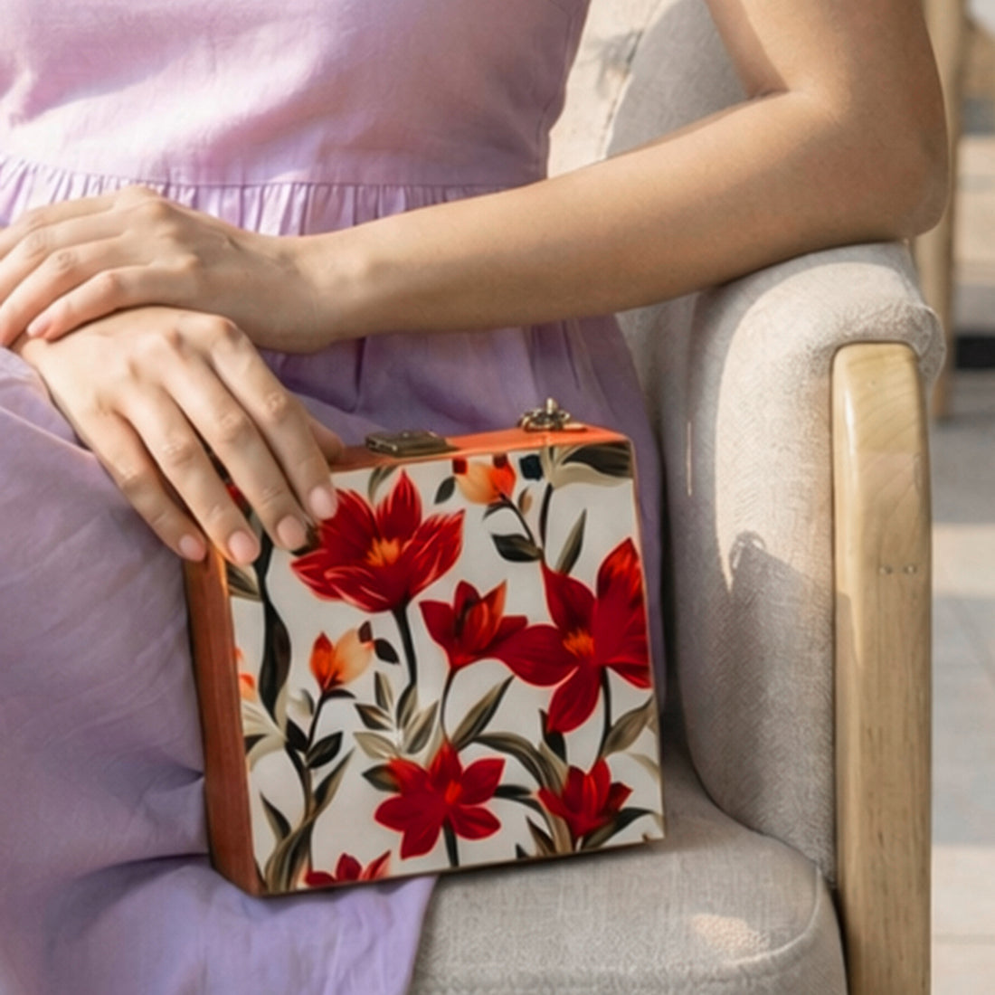 Red Flower Printed Suitcase Style