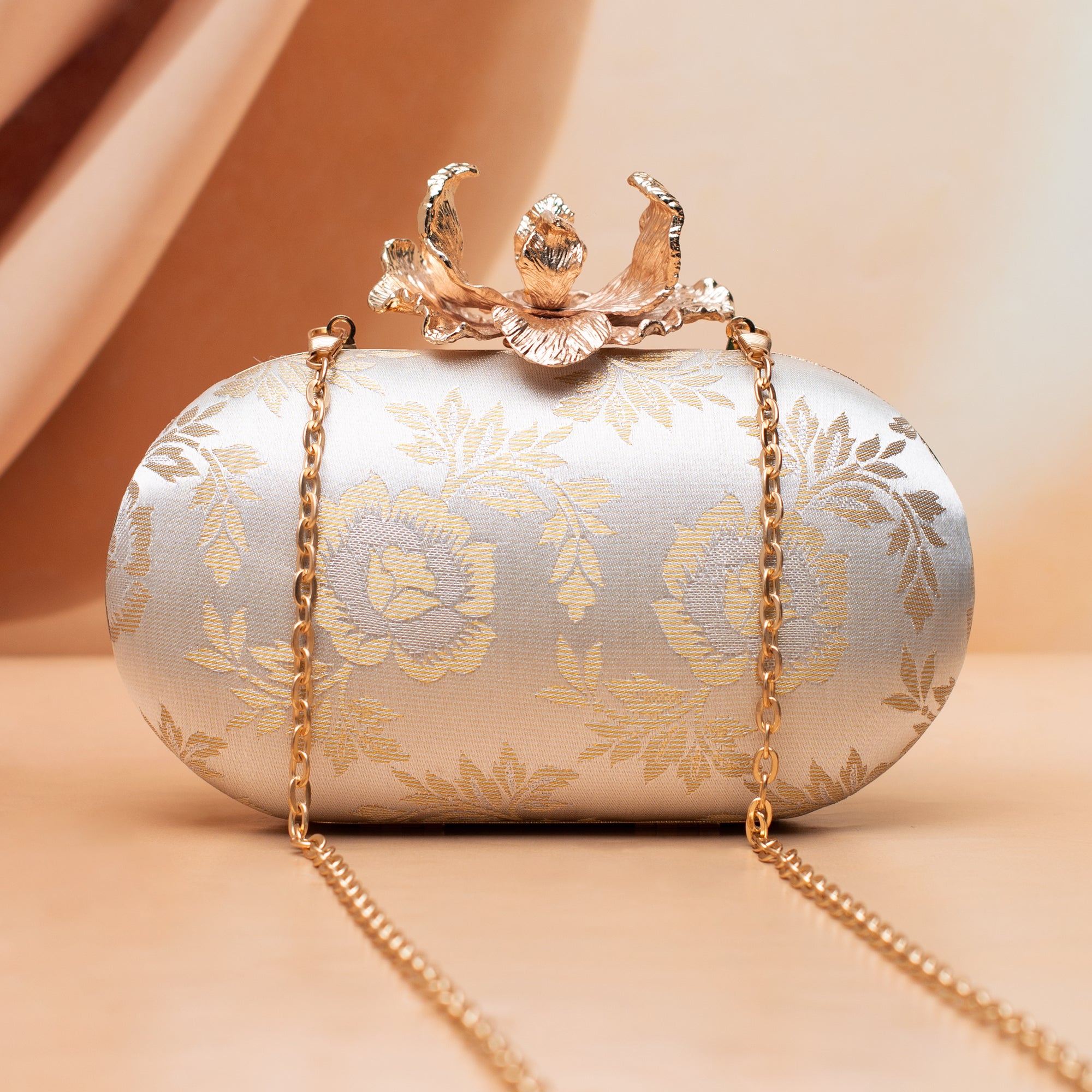 Artklim Golden Bloom Royale Embroidered Clutch