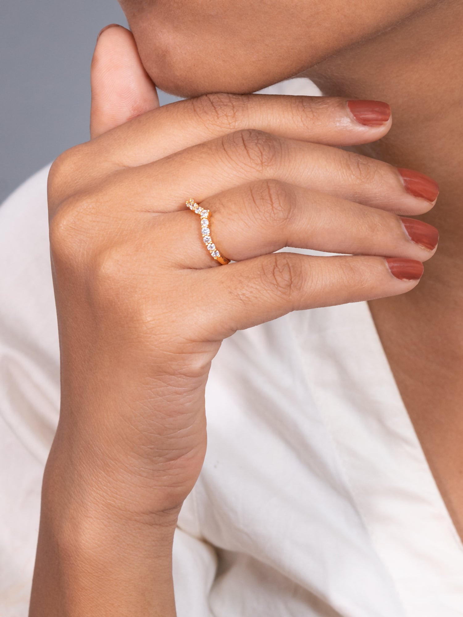 Artklim Gold-Plated Elegant Chevron Gold Anti Tarnish Ring