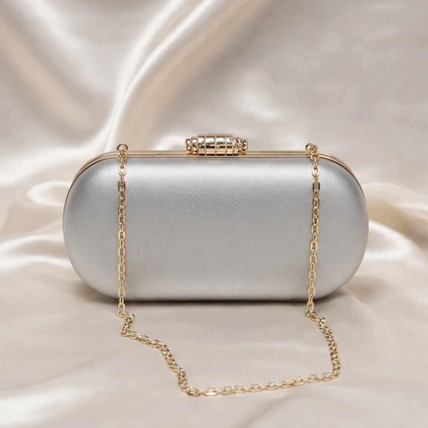 Artklim Silver Capsule Shape Clutch