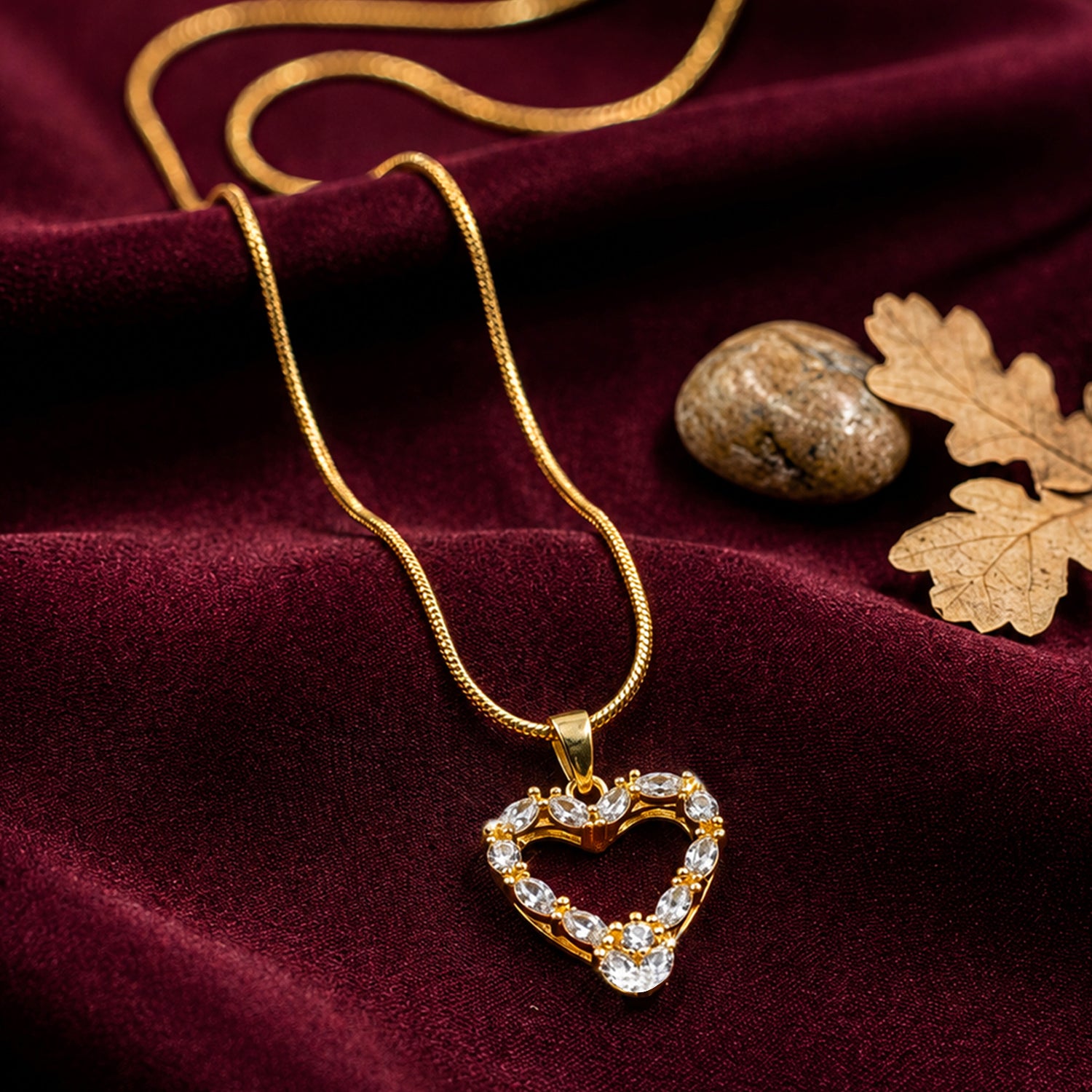 Artklim Crystal Heart Love Charm Anti-Tarnish Pendant Necklace