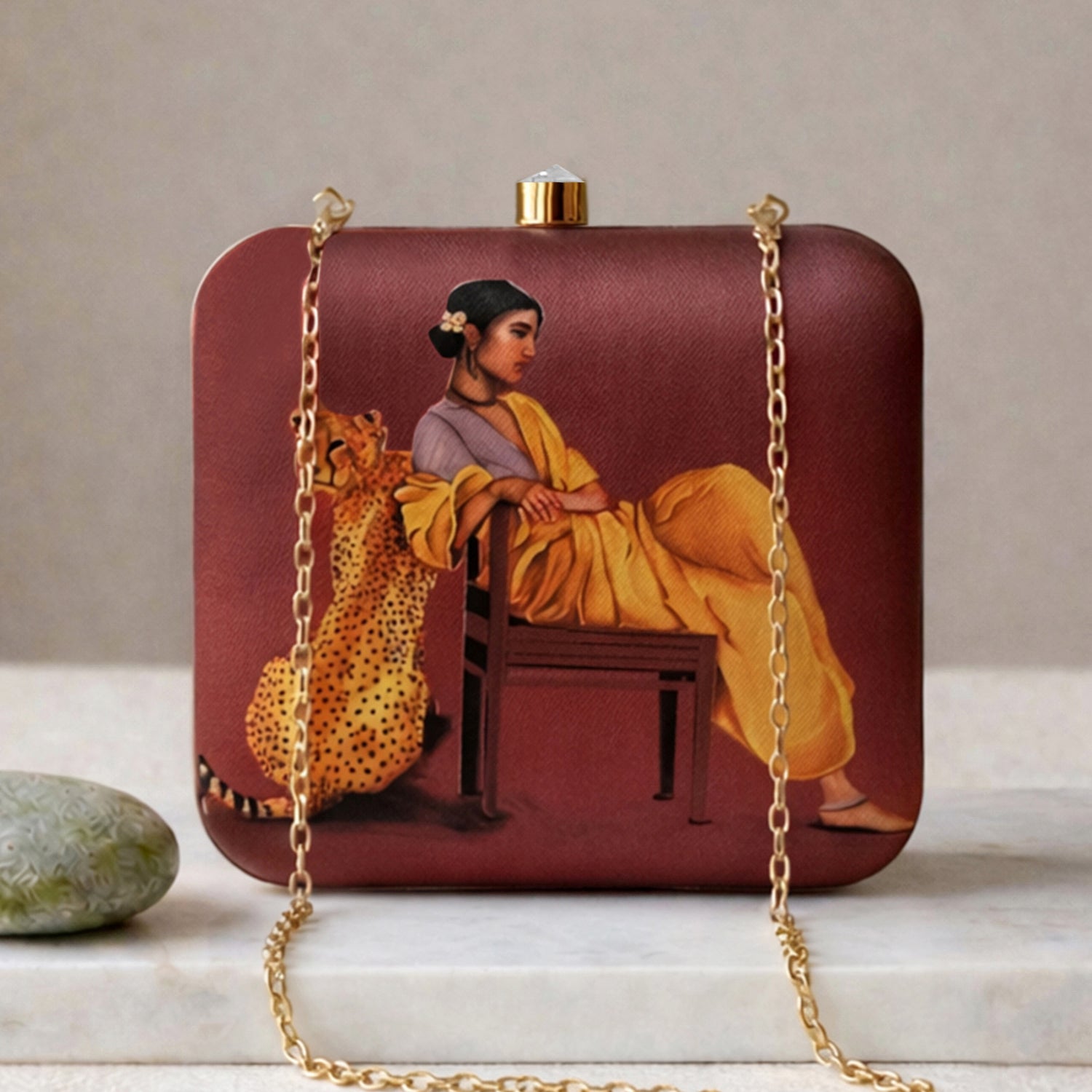 Artklim The Golden Serenity Muse Printed Clutch