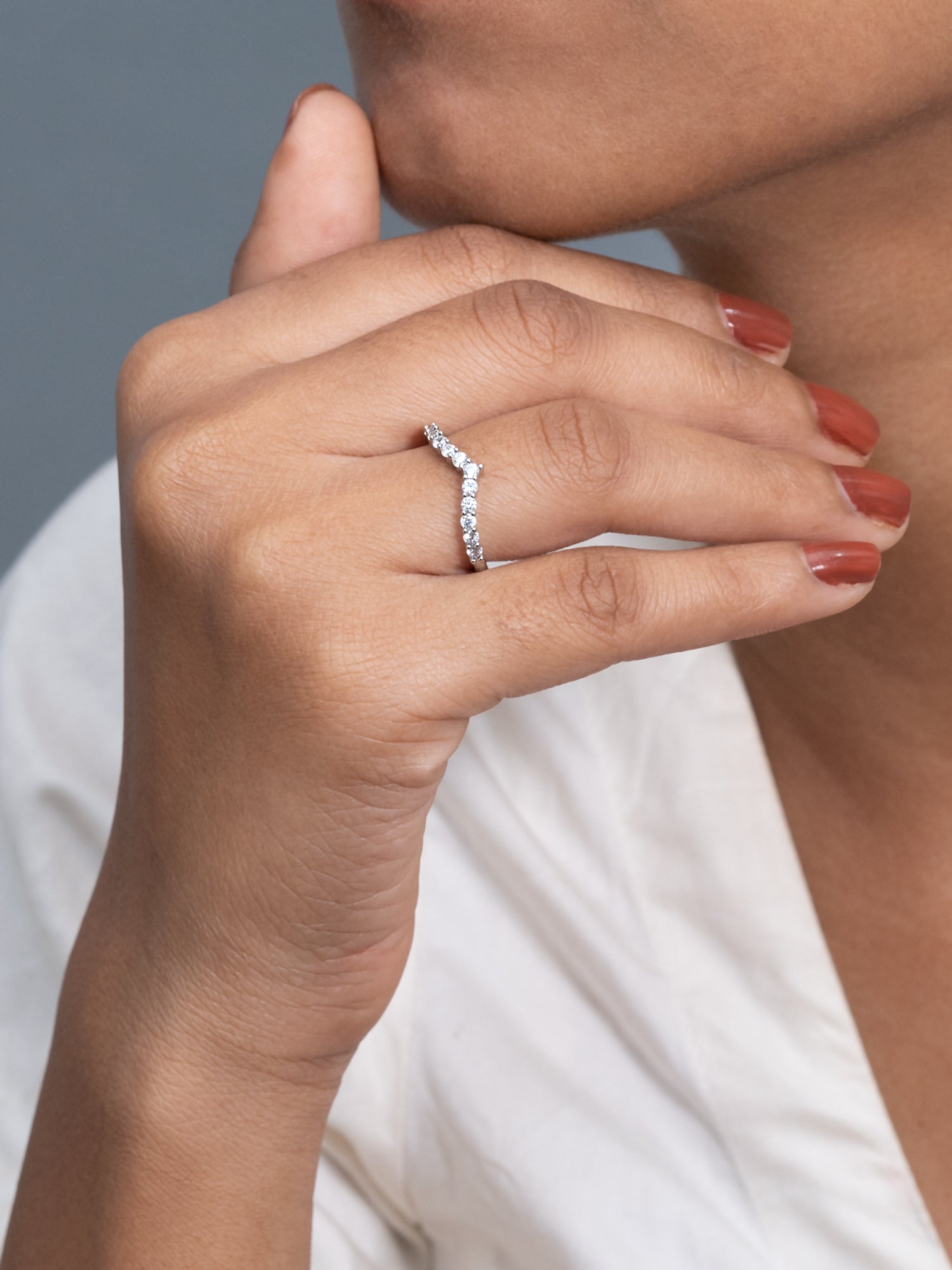 Artklim Sliver- Tone Chevron Spark Anti-Tarnish Ring