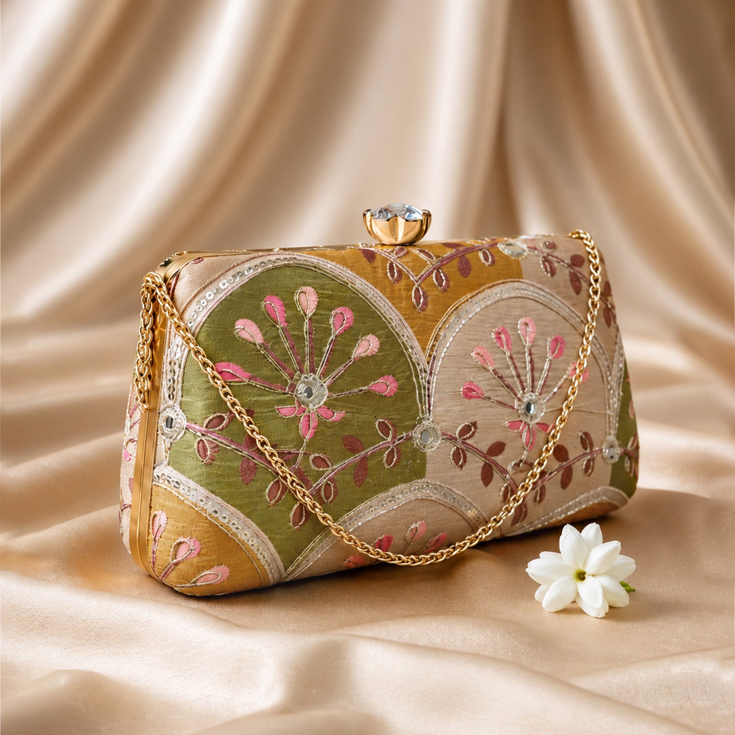 Artklim Royal Floral Embroidered Clutch Bag