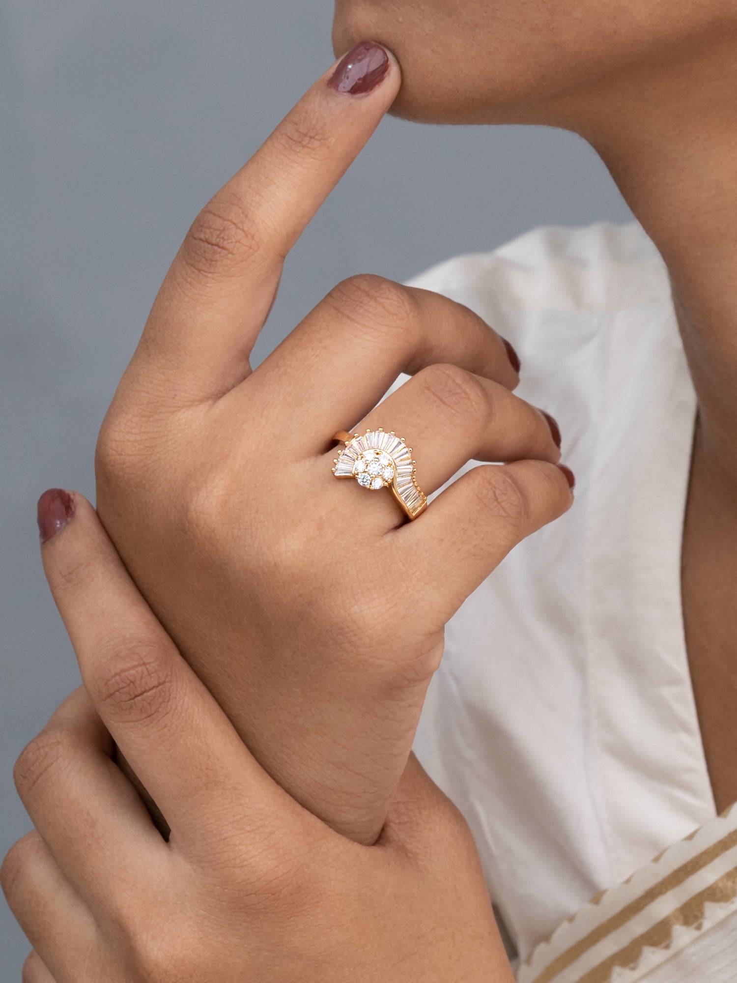 Artklim Gold-Plated Radiant Halo Anti-Tarnish Ring