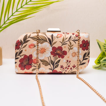 Artklim Rosy Petals Printed Clutch