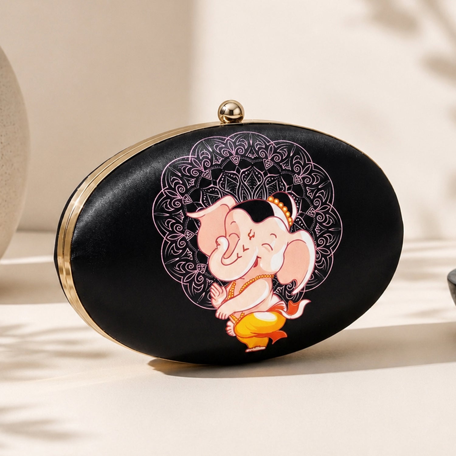 Artklim Black Lord Ganesha Printed Designer Clutch