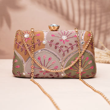 Artklim Multicolor Floral Patchwork Clutch