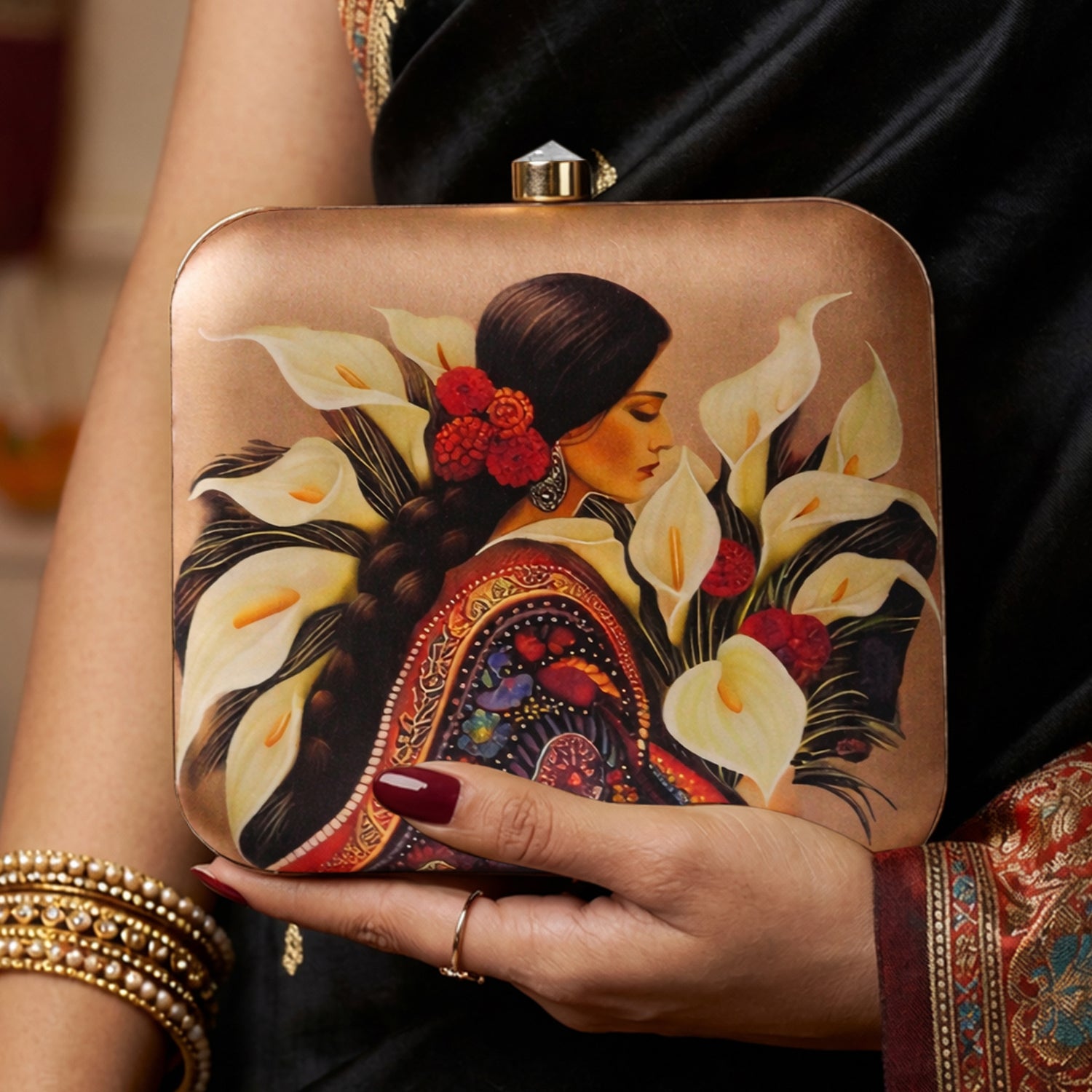 Artklim Floral Grace Elegance Printed Clutch