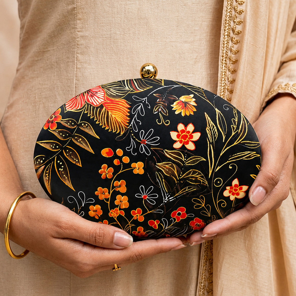 Artklim Floral Printed Elegant Clutch