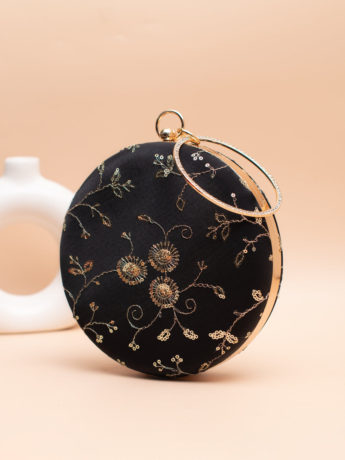 Artklim Black with Gold Floral Embroidery