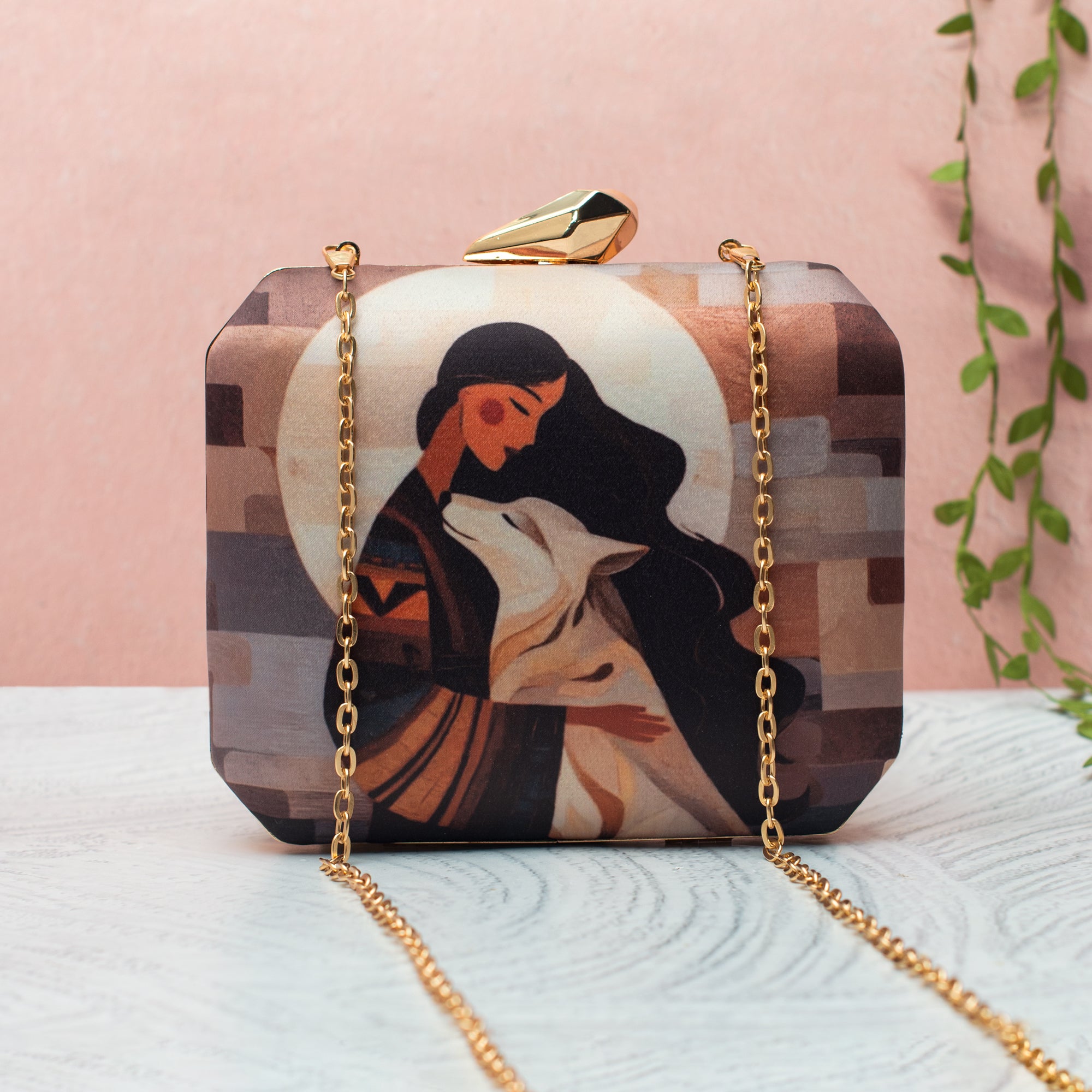 Artklim Women Embrace Abstract Printed Clutch
