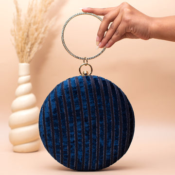 Artklim Navy Blue Embroidery Clutch