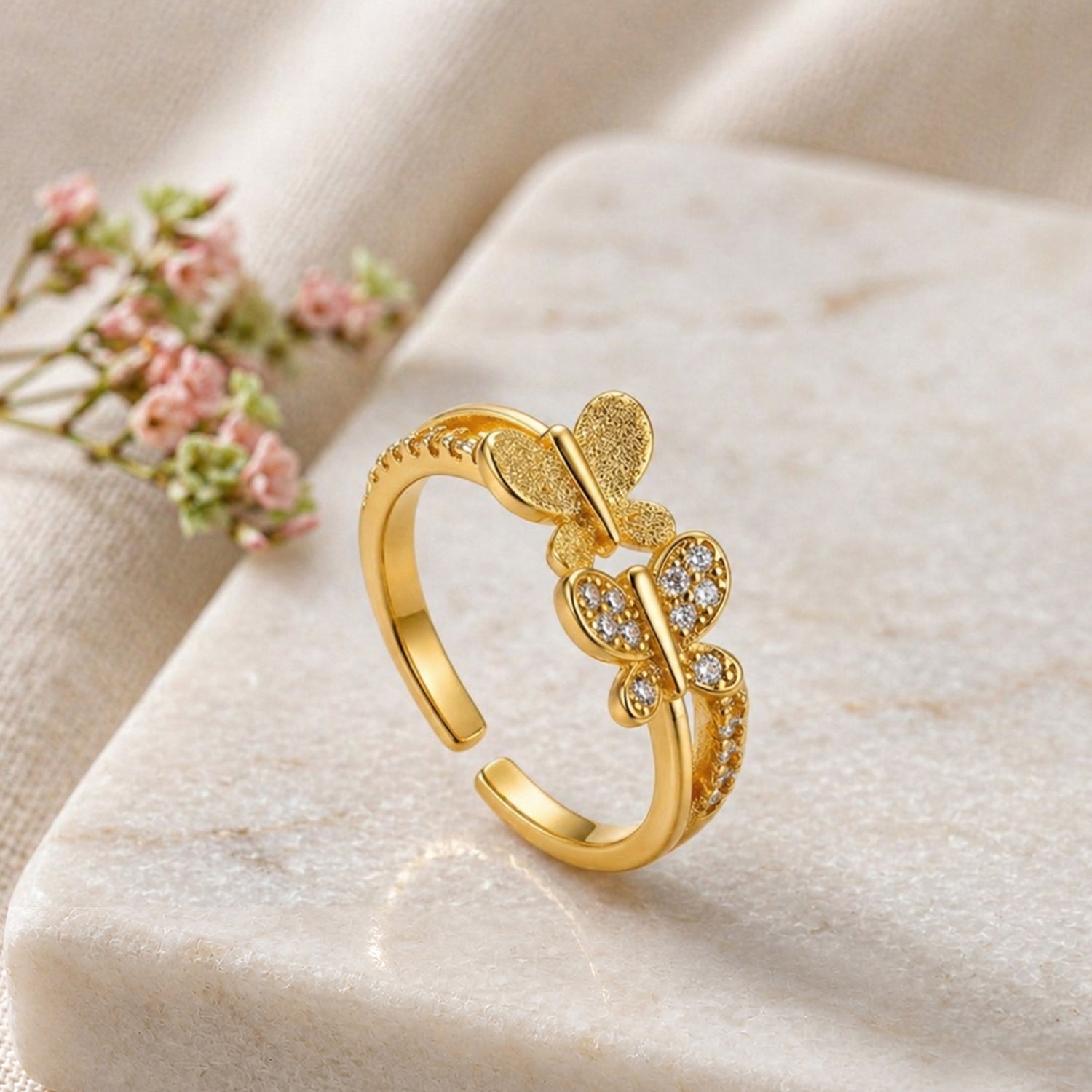 Artklim Elegant Butterfly Gold  Anti-Tarnish Ring