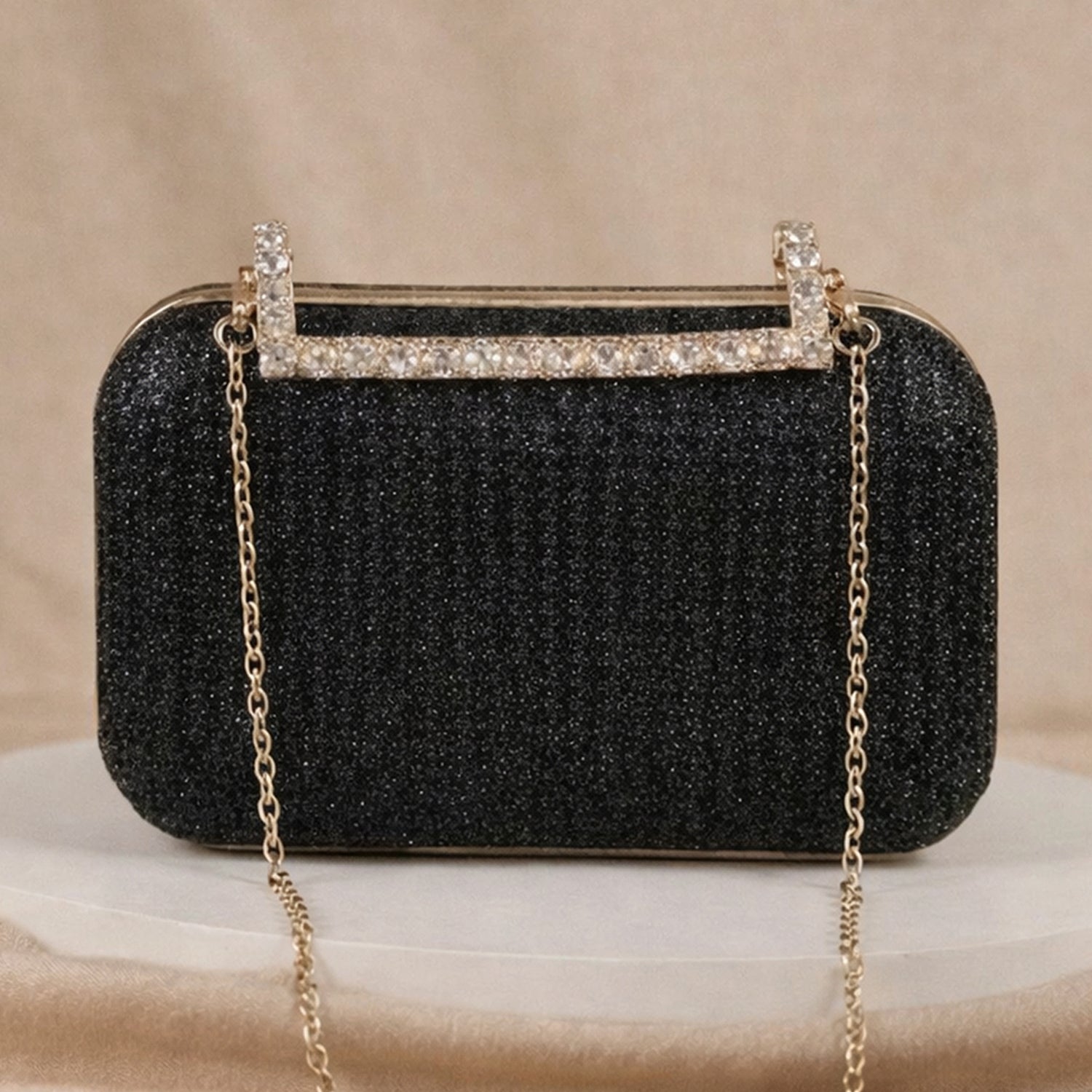 Black Shimmery Fabric Clutch