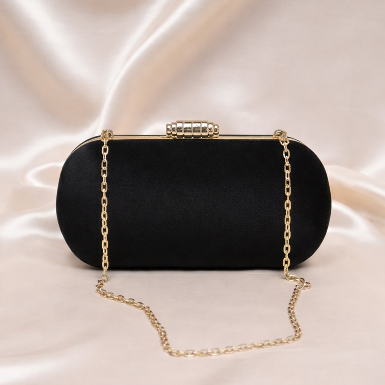 Artklim Black Base Plain Velvet Fabric Clutch