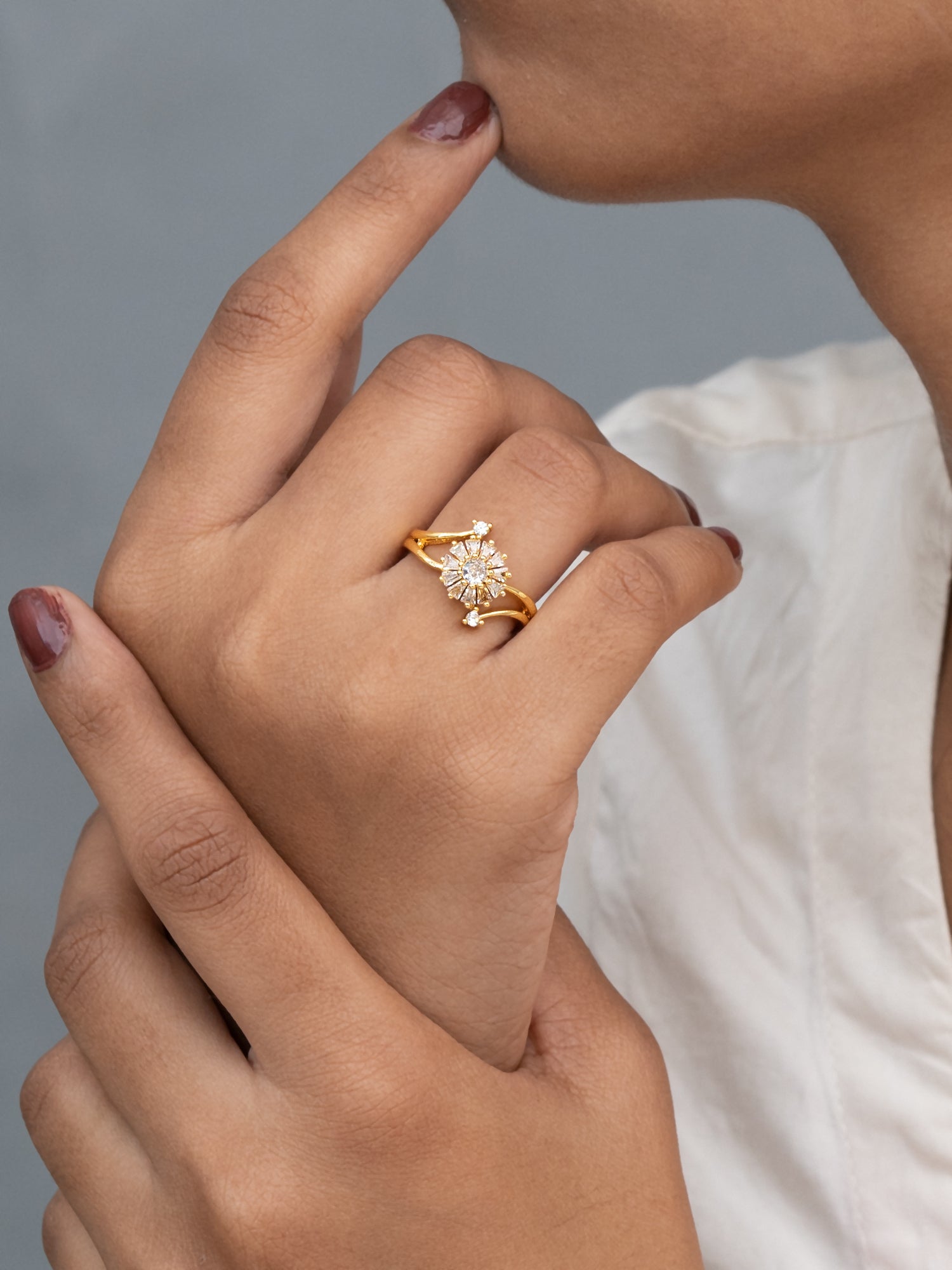 Artklim Gold-Plated Floral Bloom Anti-Tarnish Ring