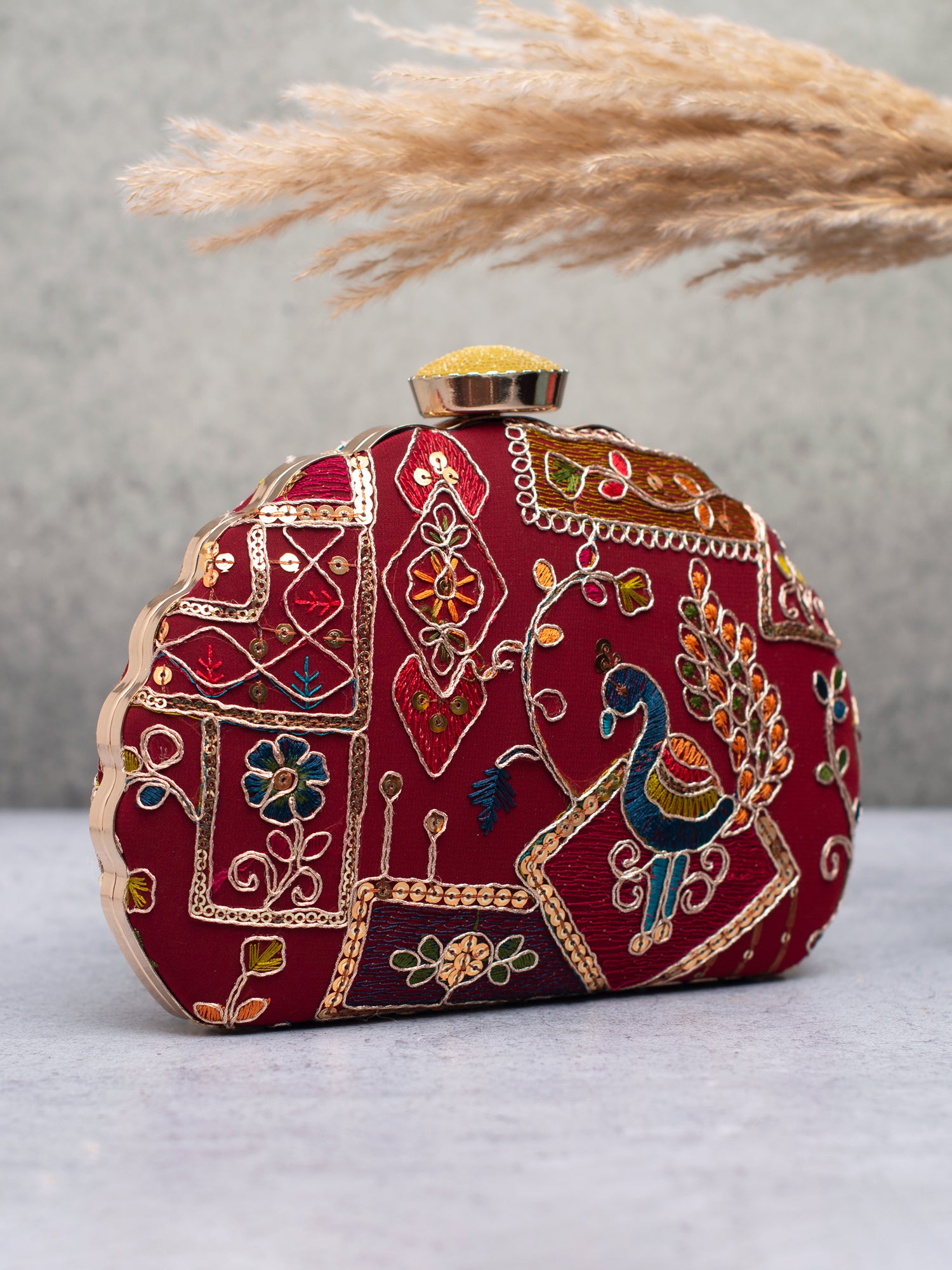 Artklim Royal Peacock Charm Clutch