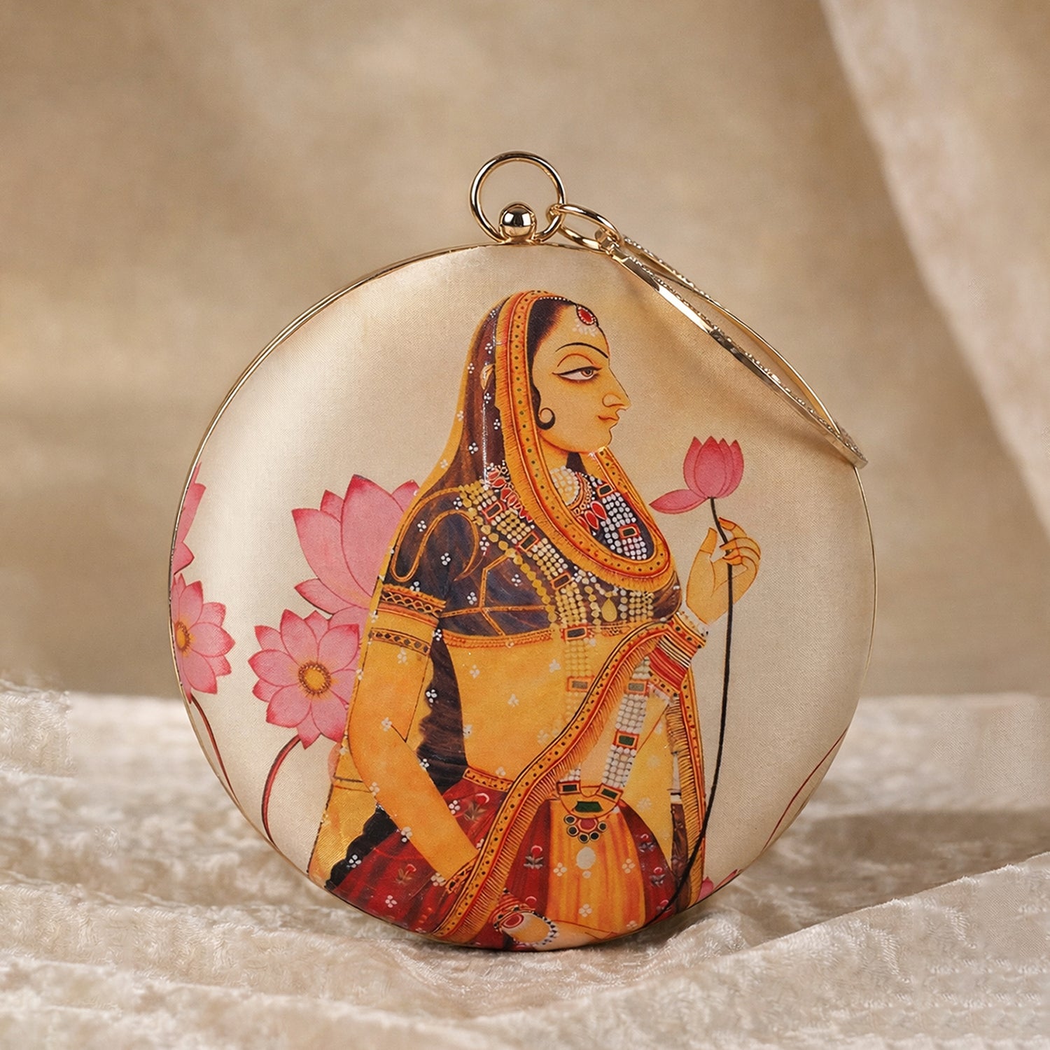 Mughal Women Printed Round Clutch