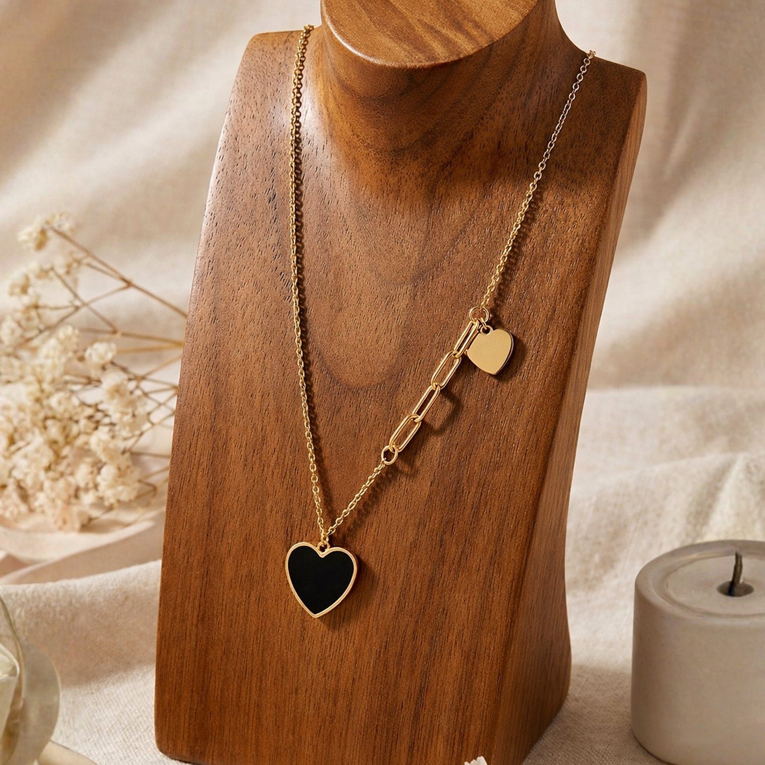 Artklim Gold-Plated Asymmetric Heart Anti-Tarnish Pendant Necklace