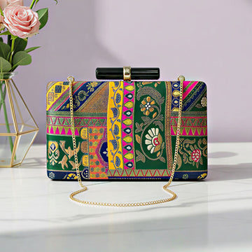 Artklim Artistic Multicolour Traditional Embroidered Clutch