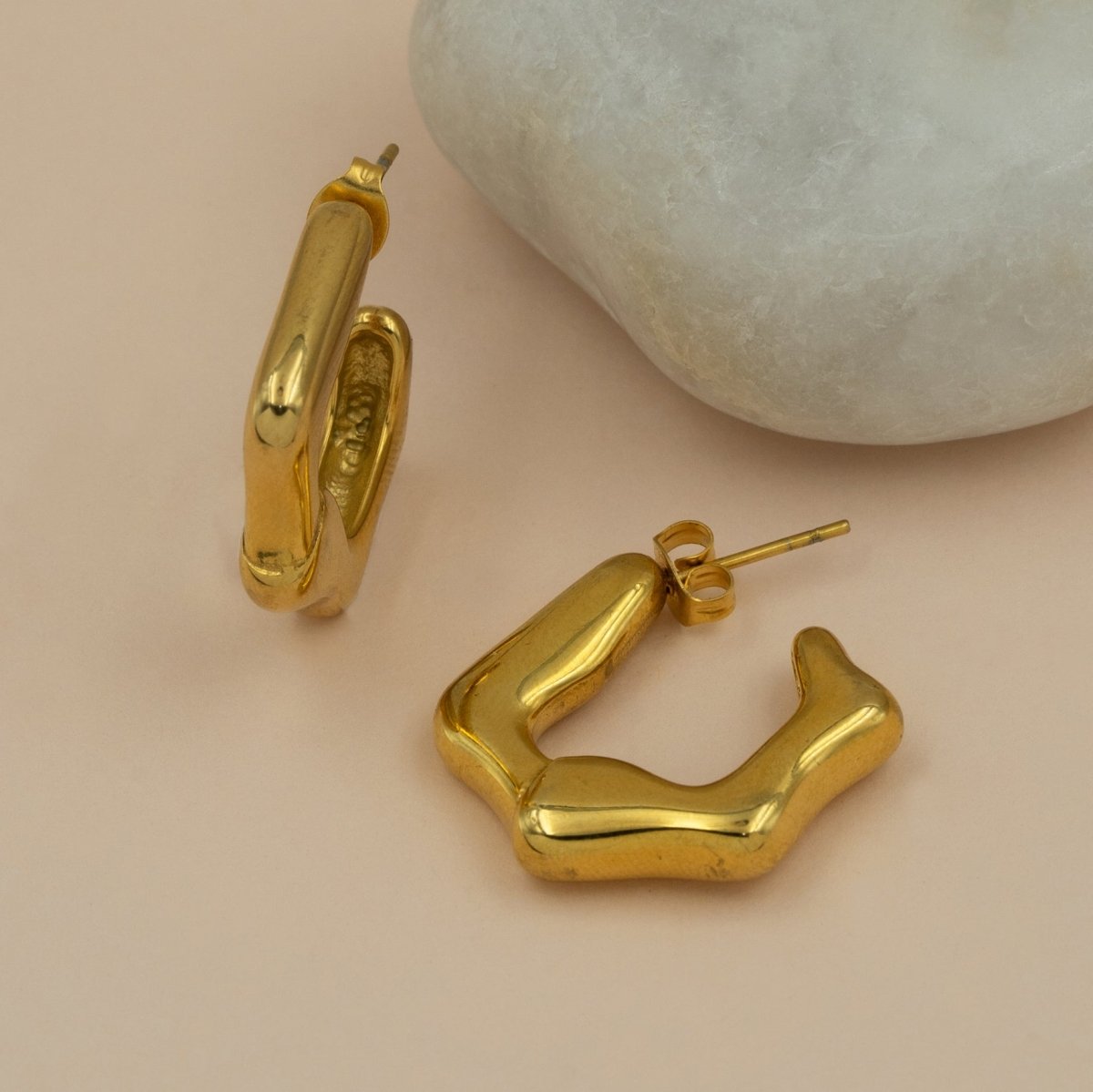 Artklim Gold Plated Geometric Hoop Earrings