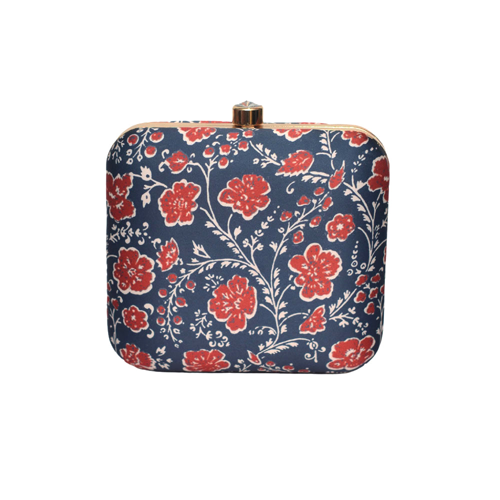 Red Floret Printed Clutch