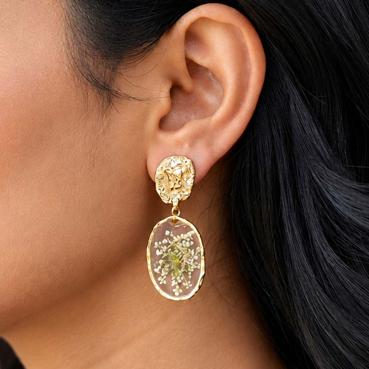 Artklim Elegant Botanical Gold-Tone Anti-Tarnish Earring